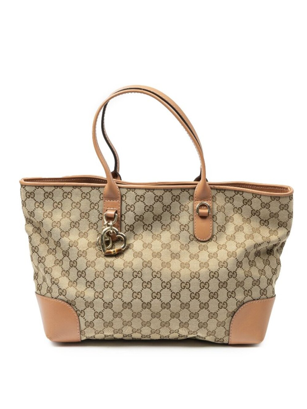 Gucci Heartbit Open Tote Light Orange Beige GG Canvas